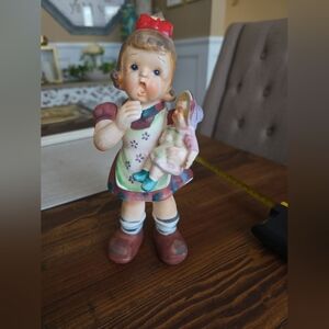 Vintagr Chase Handpainted Charming Ceramic Girl Figurine with Doll Made In Japan